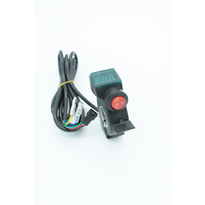Курок газа з кнопкою та вольтметром 12-99В Курок газа з кнопкою та вольтметром 12-99В
